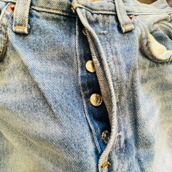 RE/DONE 90s Distressed High Rise Loose in Destroyed Medium Blue Size 24 - Picture 15 of 16